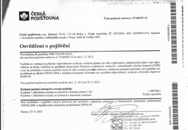 Osvědčení o pojištění